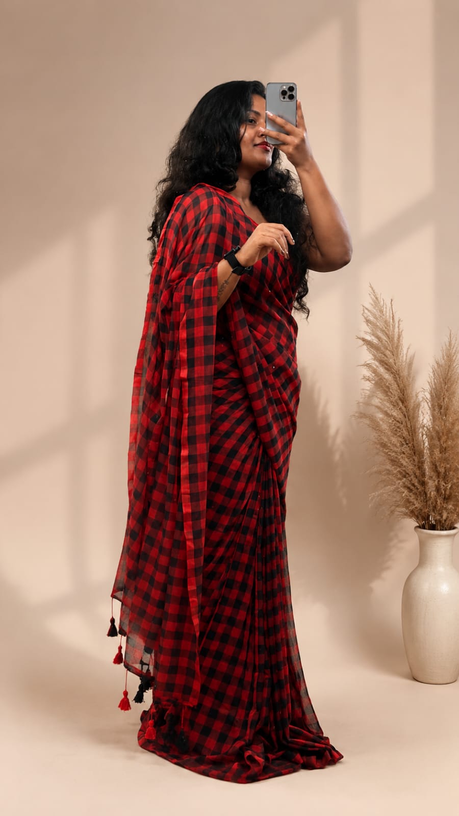 Khadi Mul Cotton Saree (Artisanal Motif) — Authentic handwoven Handspun Khadi Mul casual South Indian saree from Sringaram online boutique, ideal for lightweight daily luxury and professional office wear