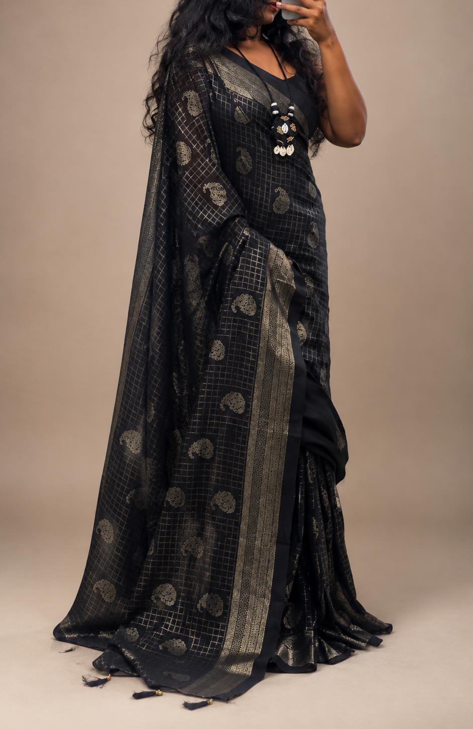 Vichitra Silk Saree — Authentic handwoven Vichitra Silk Weave casual South Indian saree from Sringaram online boutique, ideal for lightweight daily luxury and professional office wear